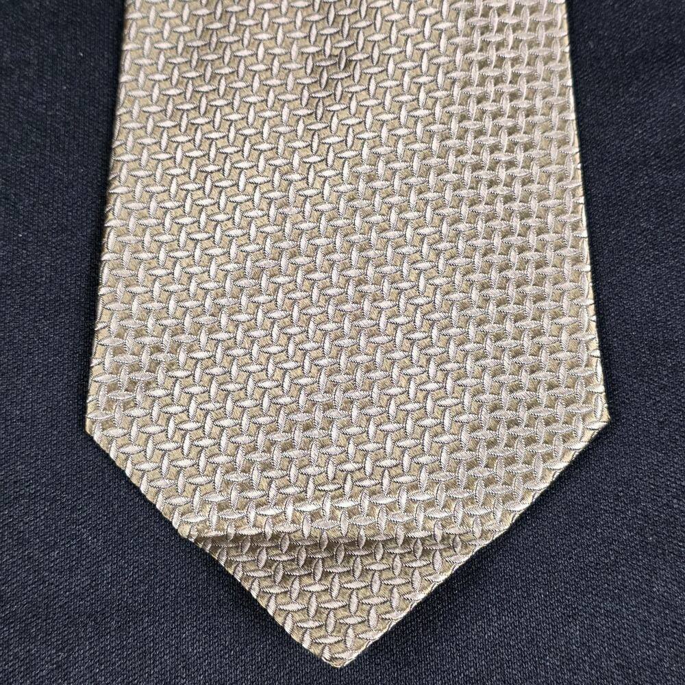 DOCKERS KHAKIS Men's Gold Tone 100% Silk Geometric Woven Tie